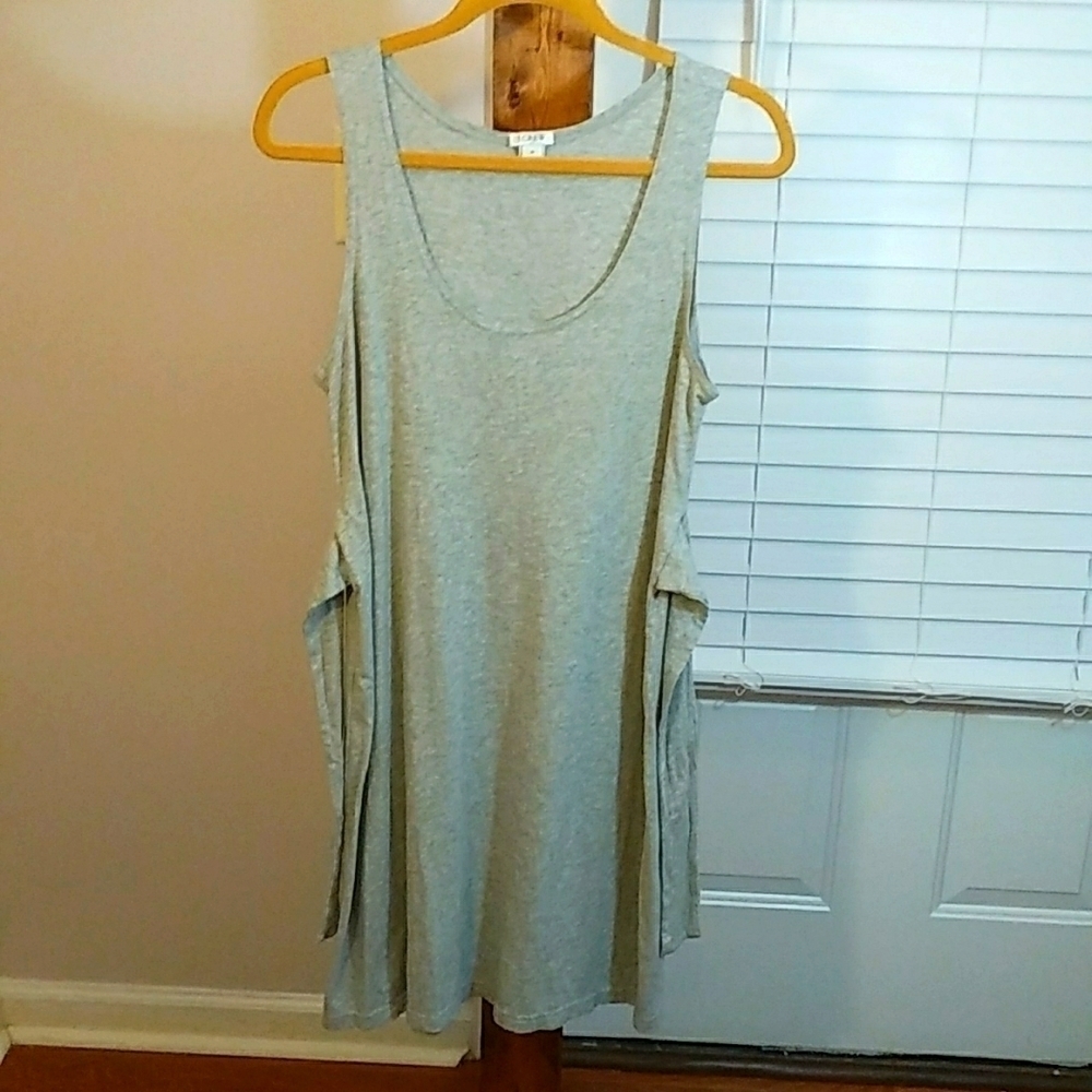 J Crew Womens Gray Long Line 100% Cotton Jersey knit Sleeveless with Belt Size M